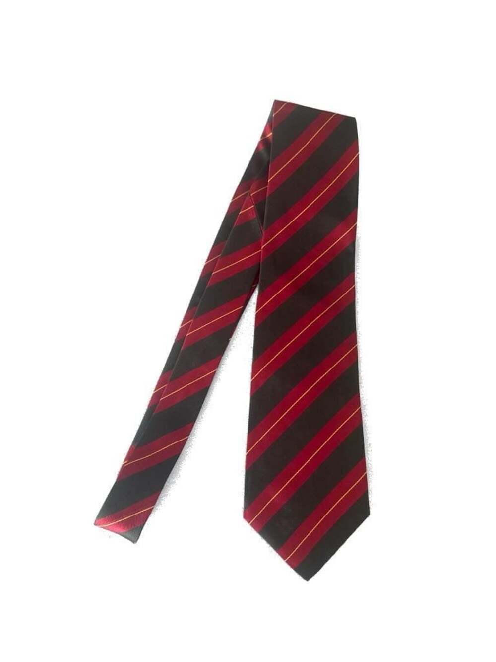 Rush Wilson Limited Silk Regimental Stripe Tie Red Green Gold